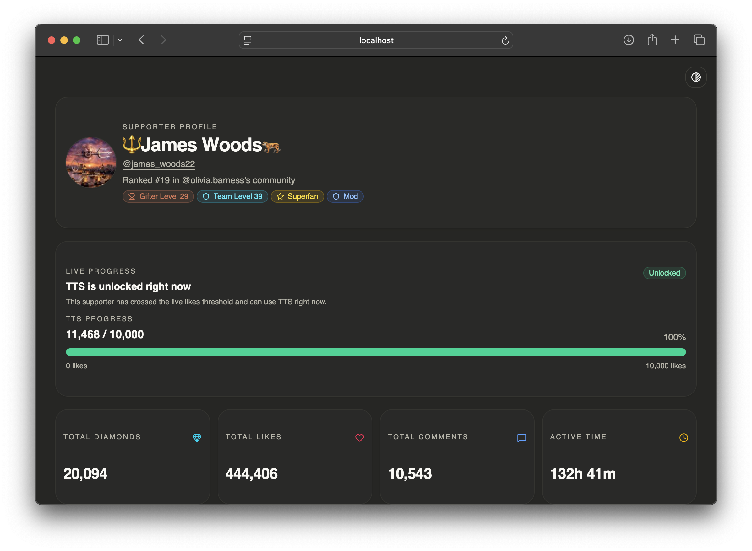 Text-to-speech feature unlocked dynamically based on user activity