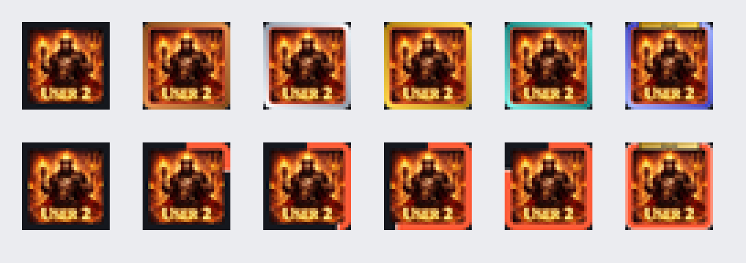 The two ladders at 32 pixels, level 0 to 50